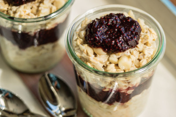 Overnight Muesli with Cherry Chia Jam