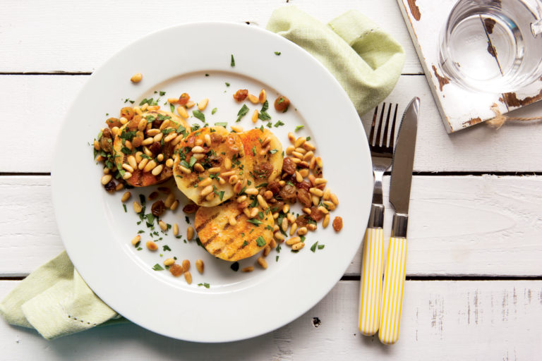 Grilled Celeriac Steaks with Parsley-Pine Nut Relish