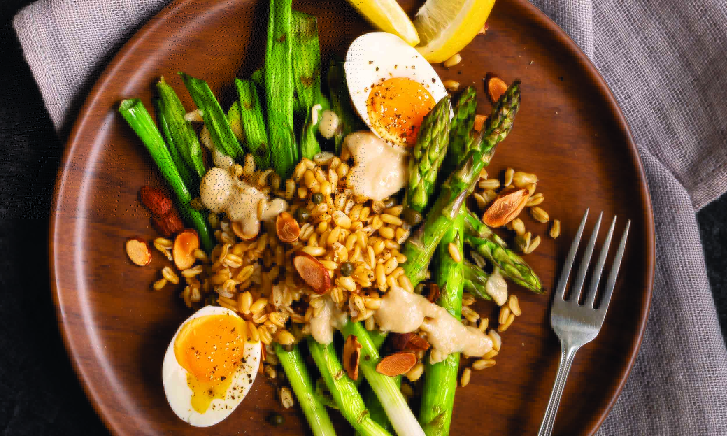 Asparagus and Egg Salad with Tahini-Miso Dressing - Delicious Living