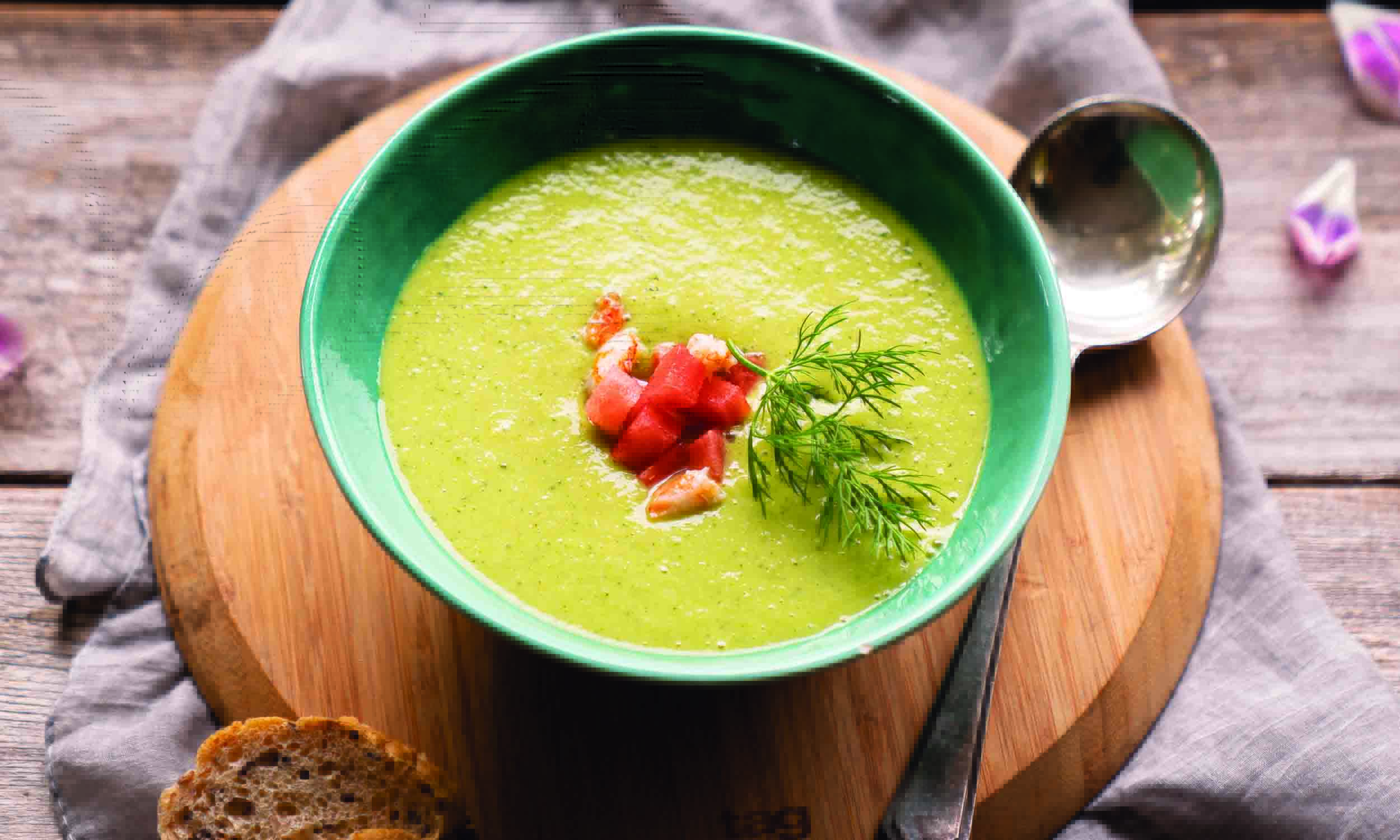 Jade Soup with Crab, Dill, and Watermelon Delicious Living