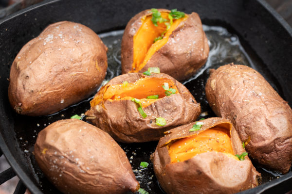 Campfire cooking_fire roasted sweet potato