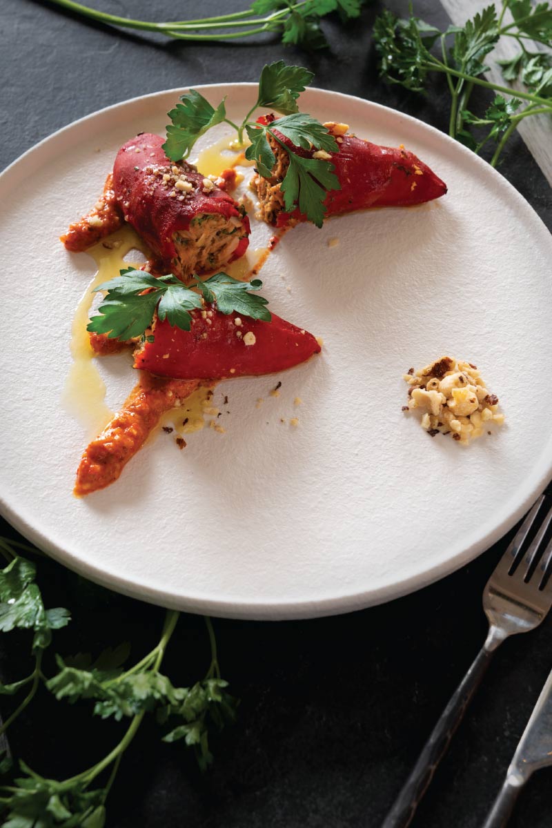 TunaStuffed Piquillo Peppers with RomescoStyle Sauce Delicious Living