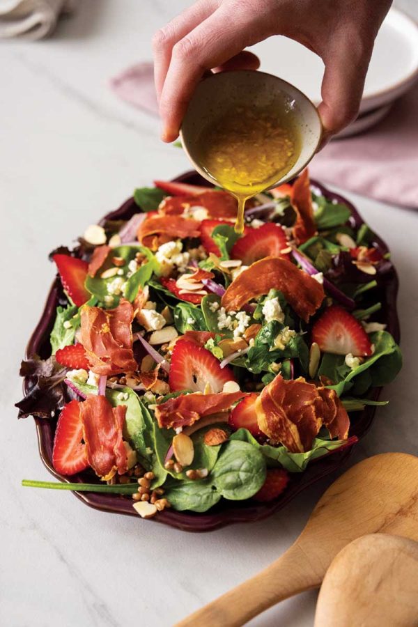 Spring Berry and Farro Salad with Crisped Prosciutto