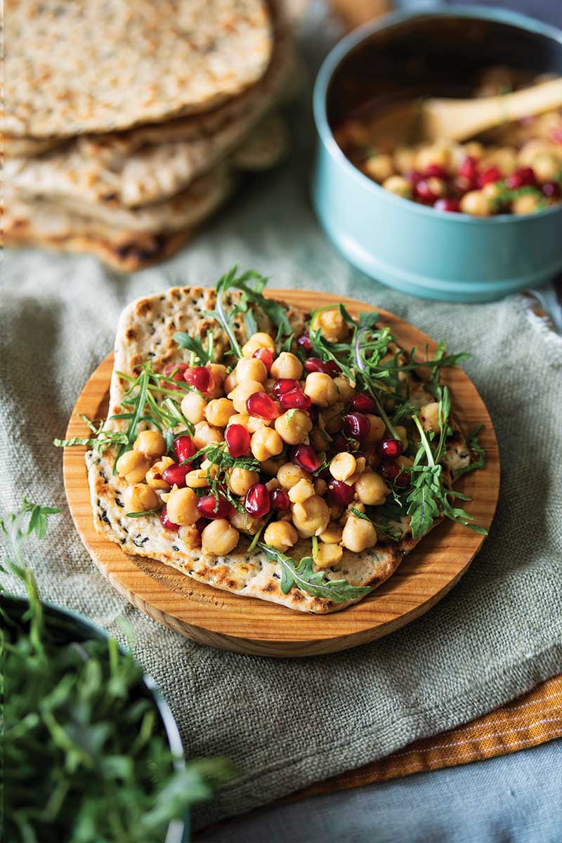 Chickpea Flatbread Sandwiches with Arugula - Delicious Living
