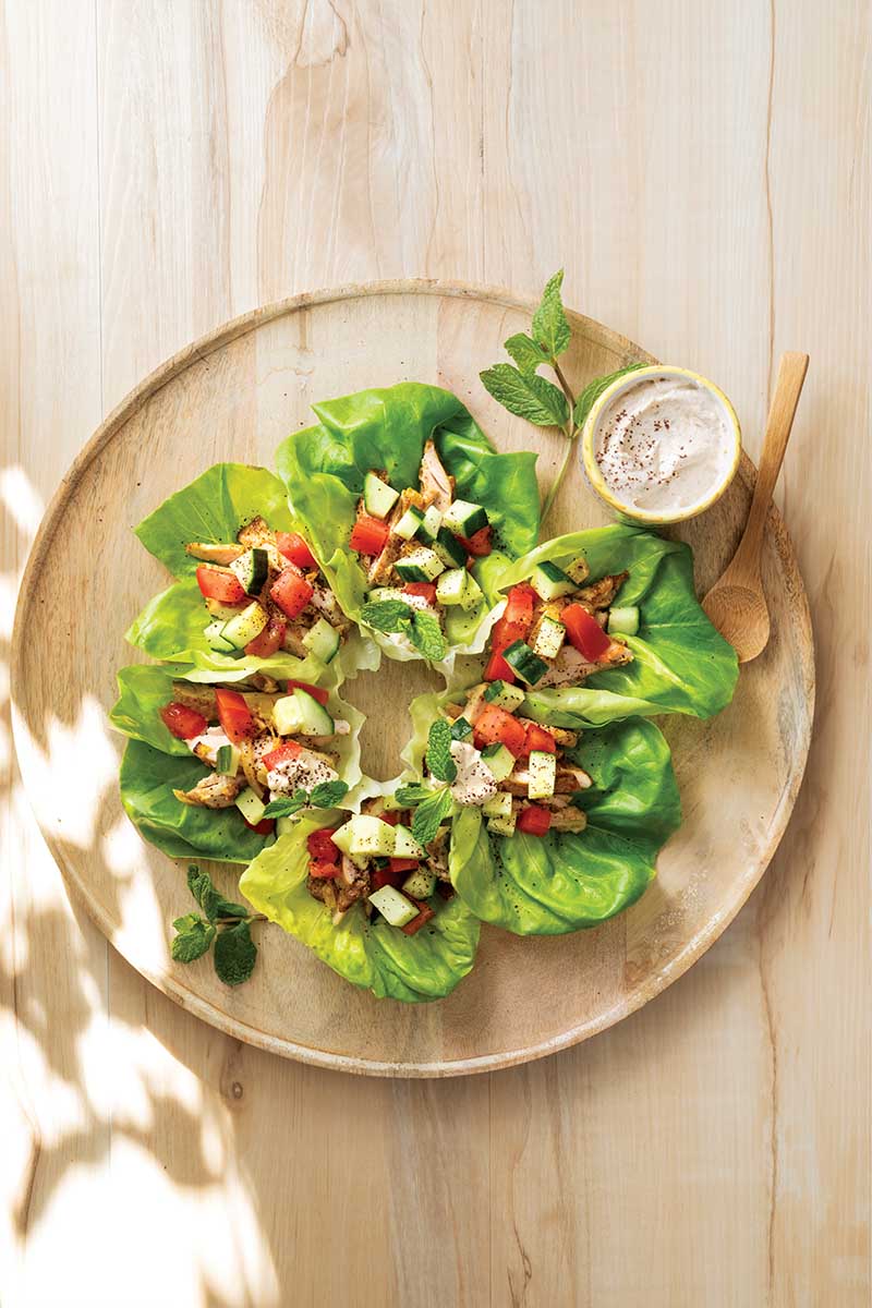 Sheet Pan Chicken Shawarma Lettuce Bundles - Delicious Living