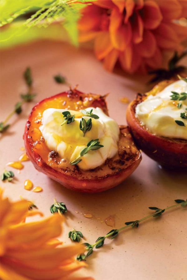 Grilled Peaches with Rosemary Hot Honey Grilled peaches with rosemary hot honey