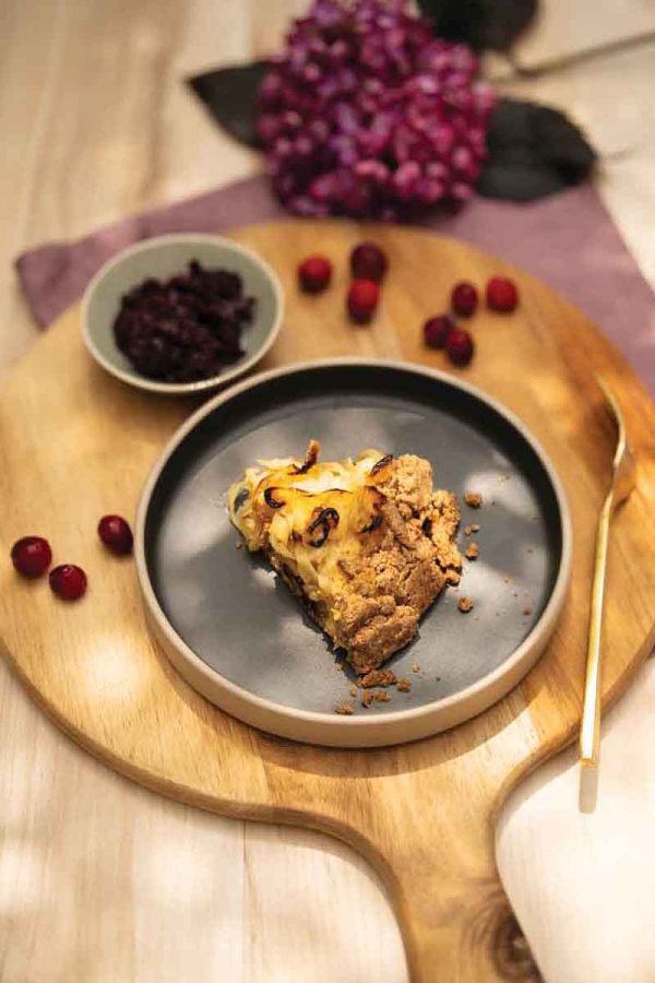 fefr_Roasted White Bean Galette with Caramelized Onion and Cranberry Chili Jam Roasted white bean galette