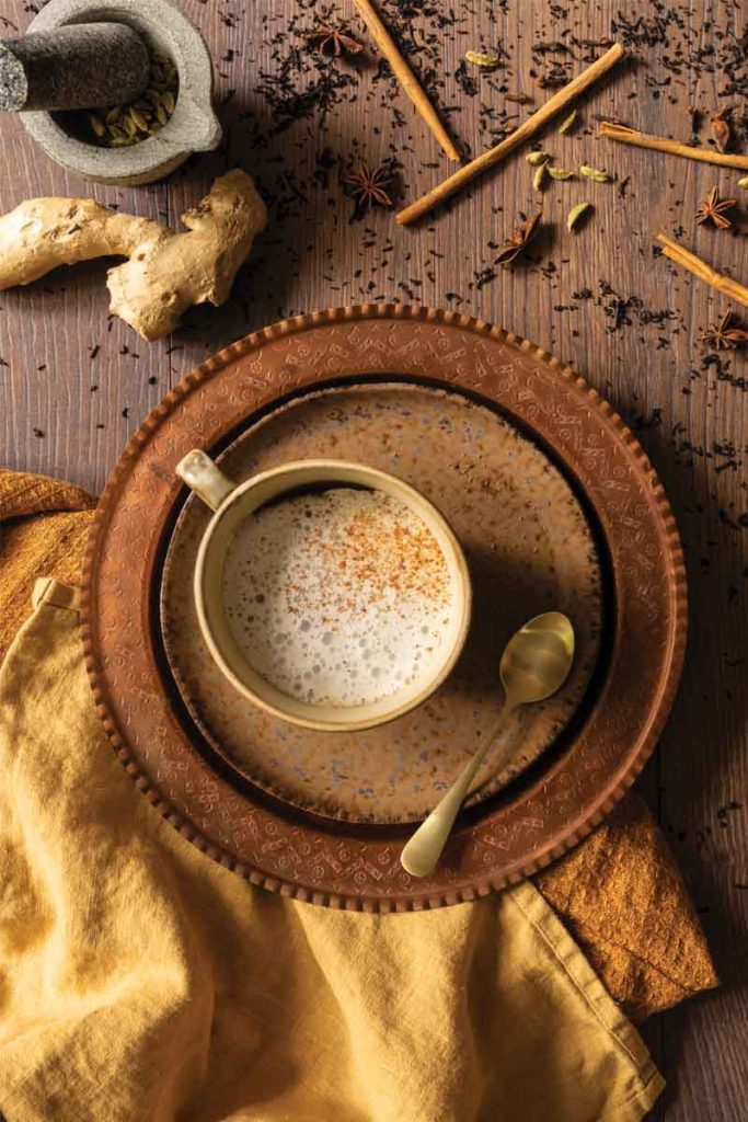 Creamy cashew masala chai latte