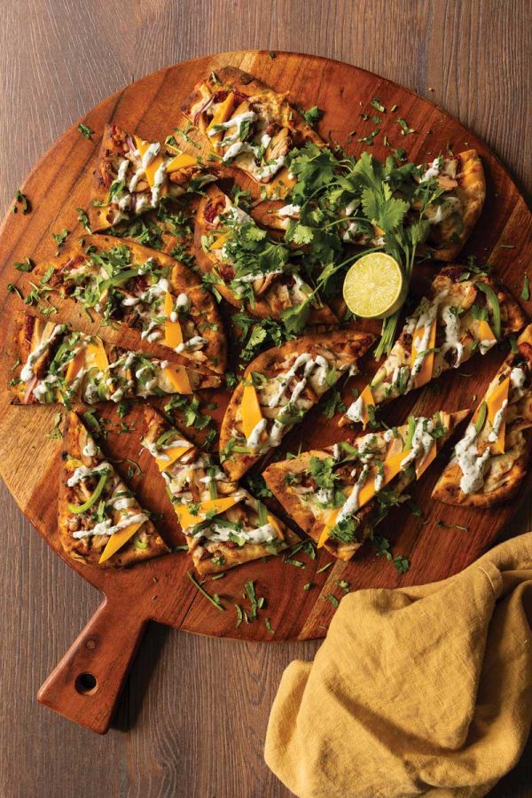Tandoori Chicken Flatbread with Cilantro Lime Crema Taadoori chicken flatbread