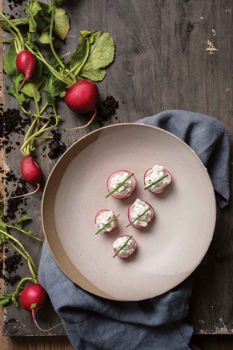 Radish and Whipped Mint Labneh Bites