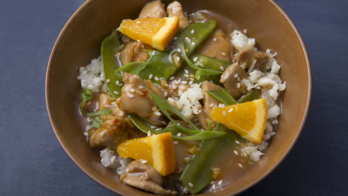 Sesame-Orange-Ginger Chicken Stir-Fry with Snow Peas