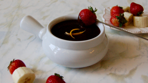 Dark Chocolate fondue with orange essence