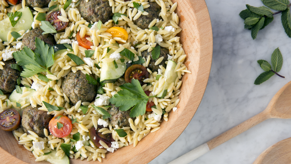 Herbed Lamb Meatballs with Orzo Salad